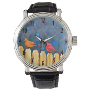 Montre Cardinals on the Fence Painting - Art original