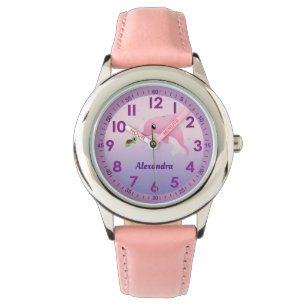 Montre Caricature Dauphin Rose mignonne Filles Nom Person