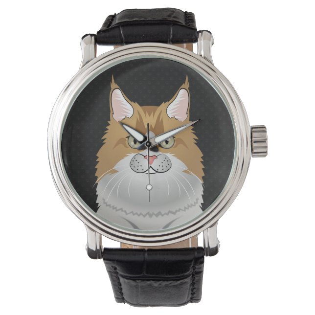 Montre Caricature de chat de Maine Coon (Lumière) (devant)
