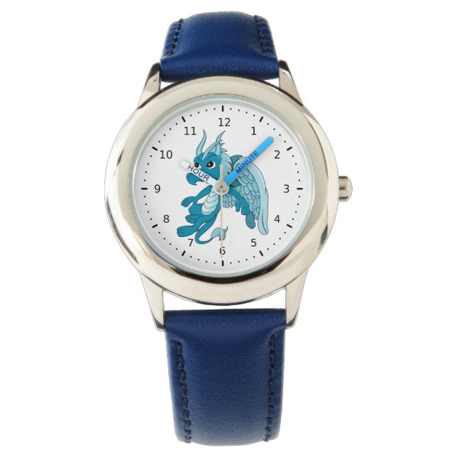 Montre Caricature de dragon bleu (devant)