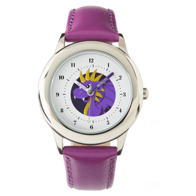 Montre Caricature de dragon violet (devant)