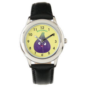 Montre Caricature de fruits mauve joyeux aux figues