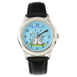Montre Caricature de moutons mignons amis et papillons
