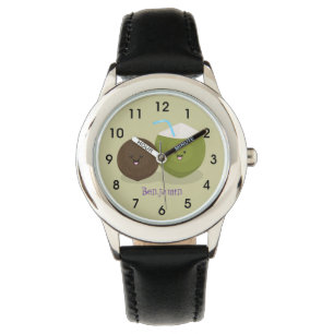 Montre Caricature de noix de coco kawaii joyeux