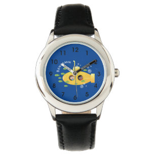 Montre Caricature de poisson sous-marin jaune mignon