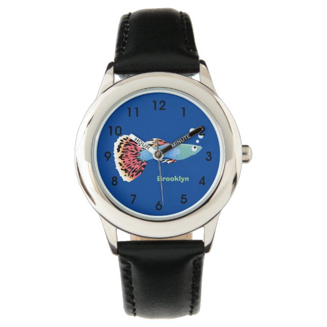 Montre Caricature de poisson tropical guppy très chic (devant)