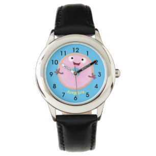 Montre Caricature joli beignet rose vitré