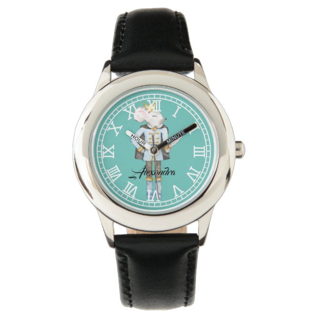 Montre Caricature monogramme Casse-noix bleu mou (devant)