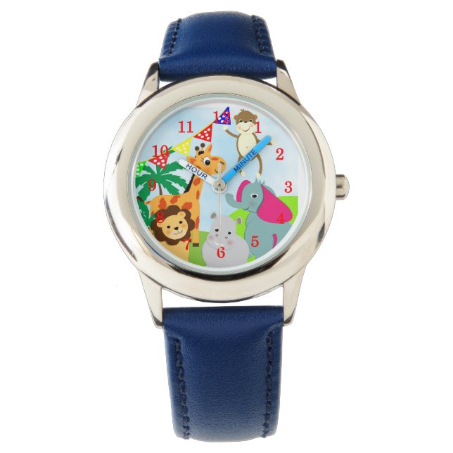 Montre Caricature pour enfants Jungle Animaux Amusants Ph (devant)