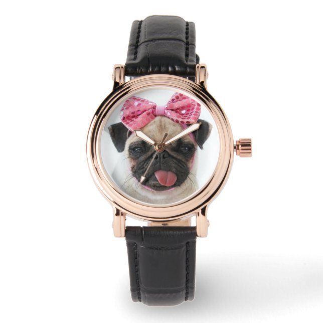 Montre Carlin avec Bow rose (Recto)