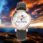 Montre Carlin Maman Paire Carlins Faune Élégant<br><div class="desc">Carlin Mom Wrist Watch : Bracelet sur cette montre à poignet fonctionnelle et élégante de Carlin Mom pour garder une trace du temps et montrer votre amour pour votre race de chien préférée, le Carlin. Le dessin de chien Carlin comporte une paire de Carlins de couleur fawn avec du texte...</div>