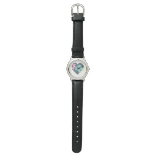 Montre Carnet Coeur mignon Cuir Bleu Bleu Rose MODERNE