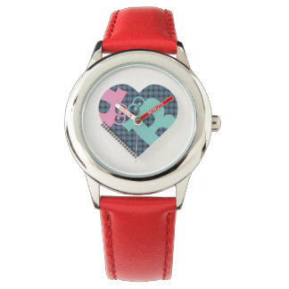 Montre Carnet de coeur mignon Couleur bleu rose MODERNE e