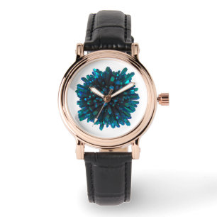 Montre *~* Carré en cuir Turquoise en cristal Turquoise