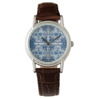 Montre Carreaux anciens en bleu Delft