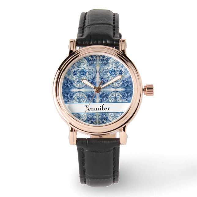 Montre Carreaux anciens en bleu Delft (Recto)