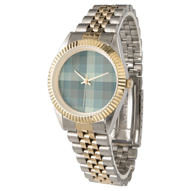 Montre Carreaux Vichy Vert Design  (Incliné)