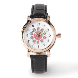 Montre carrée eWatch Femme Design circulaire rose