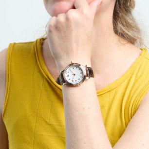 Montre carrée pour femme avec bracelet marron en c