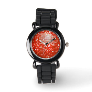 Montre Carrelage Disco Rouge