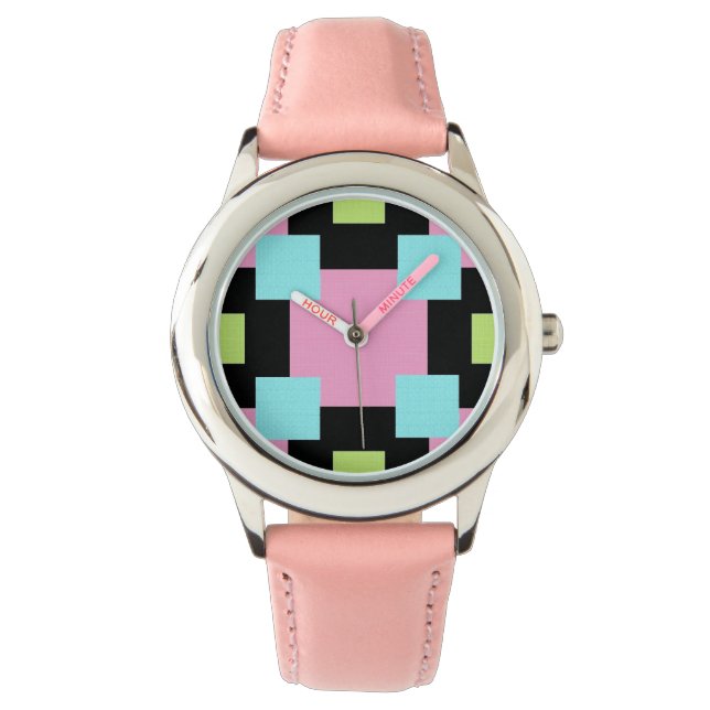 Montre Carrelé en rose (devant)