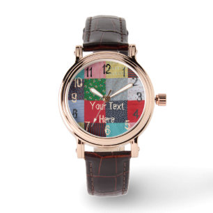 Montre carrés de tissu de mosaïque vintage colorée