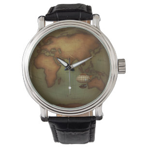 Montre Carte aéronautique Faux-Vintage du monde de l'OId