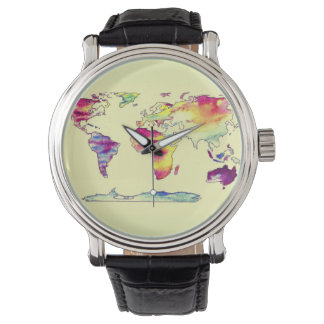Montre Carte aquarelle du monde