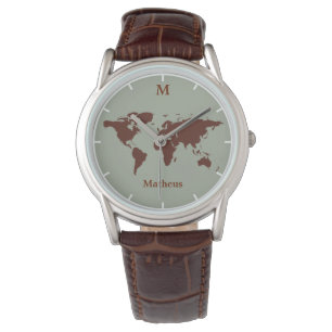 Montre carte brune du monde