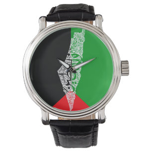 Montre Carte de la Palestine libre et drapeau du Canada (