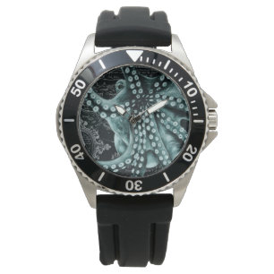 Montre Carte du crayon vert octopus coloré