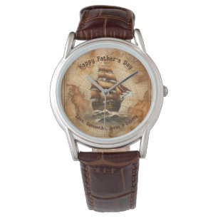 Montre Carte du navire Sepia Nautique vintage Père