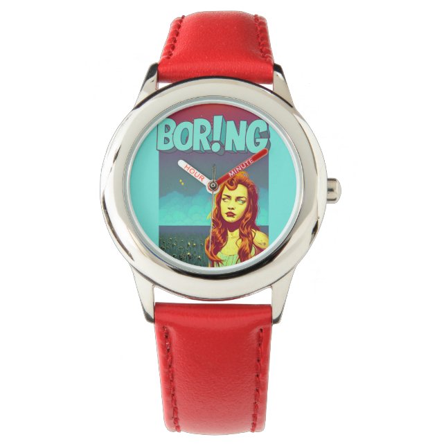 Montre Carte postale de femme rousse pop art ennuyeux (devant)