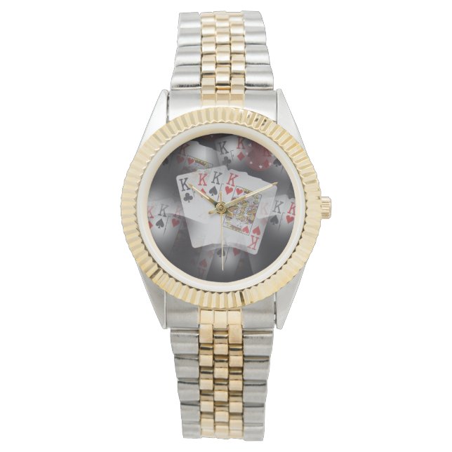 Montre Cartes De Poker Quad Kings Dans Un Motif, (devant)