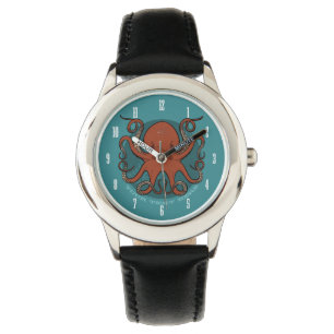 Montre Cartographie de Tentacles de pieuvre rouge avec te