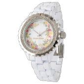 Montre Carton d'invitation de mariage à double nom floral (Incliné)