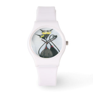 Montre Cartoon de chats gris et noir