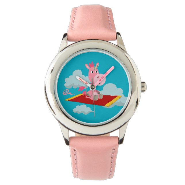 Montre Cartoon mignon Unicorn's Magic Carpet Ride Watch (devant)
