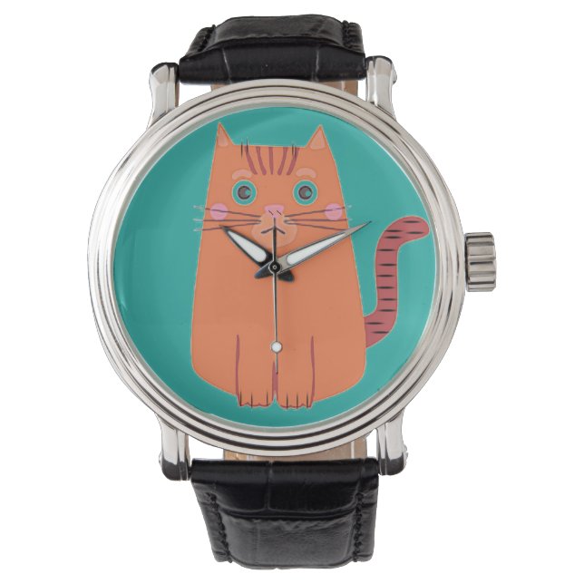 Montre Cartoon vintage naïf Orange Tabby Cat (devant)
