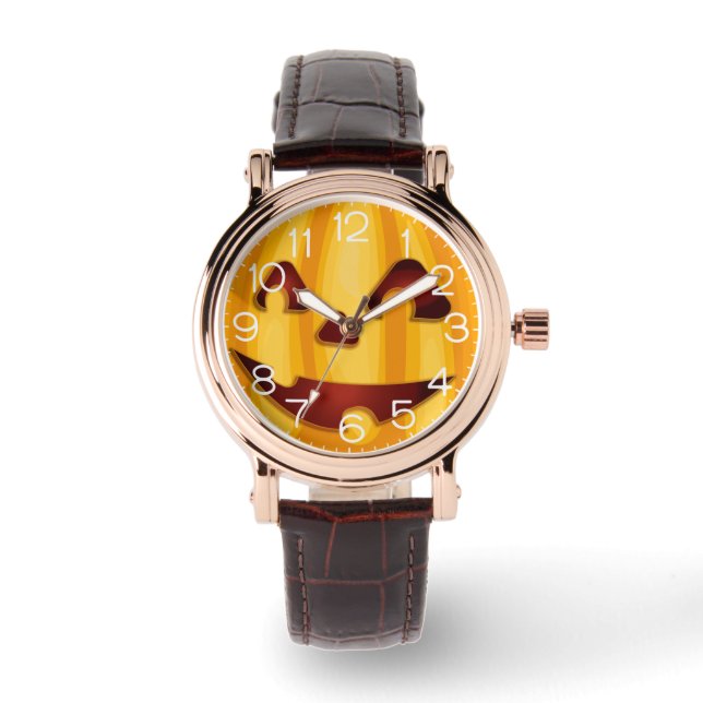 Montre Carved pumpkin smiling Halloween design (Recto)
