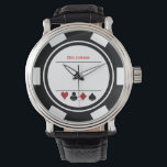 Montre Casino Poker Chip Las Vegas noir blanc<br><div class="desc">Cette montre de style jeton de poker blanc et noir ferait un cadeau fantastique pour vous-même ou pour la personne aimante du casino dans votre vie. Personnalisez le design avec un nom.</div>