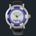Montre Casino Poker Chip Las Vegas White Navy Blue<br><div class="desc">Cette montre blanche et bleu marine de poker style de puce ferait un cadeau fantastique pour vous-même ou pour la personne aimante du casino dans votre vie. Personnalisez le design avec un nom. Peut-être que ce sera son charme chanceux aux tables !</div>