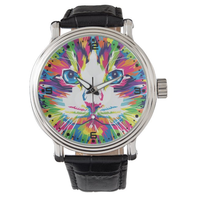 Montre Cat Face géométrique Prismatic Design-32453 (devant)
