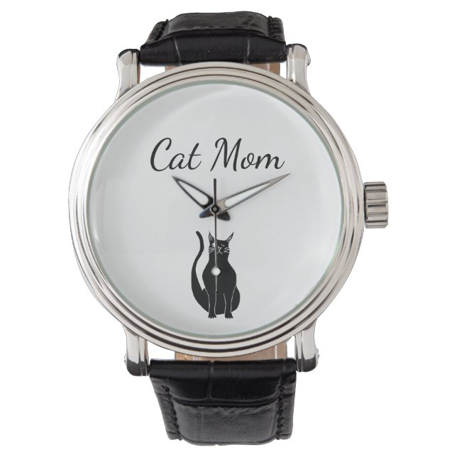 Montre Cat Maman Caricature Black Cute Winking Kitty Dess (devant)