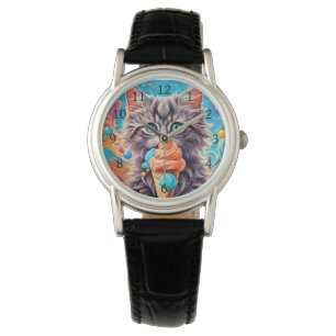 Montre Cat Manger Ice Cream Cone Drôle Kitten Cat 779