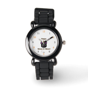 Montre Cat noir Meow-a-Ween Kids Silver Parties scintilla