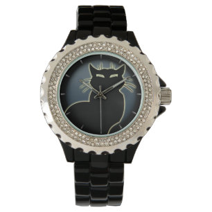 Montre Cat Watch Black Cat Wrist Watch Amoureux des chats