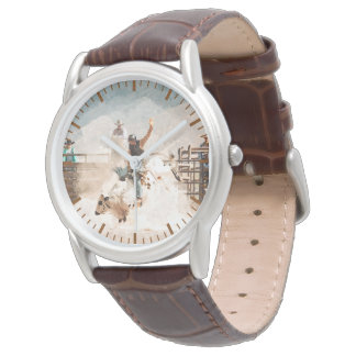 Montre Cavalcade de taureau de Rodéo Rustique Occidental 