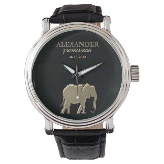 Montre Cavalier avec monogramme noir et or (devant)