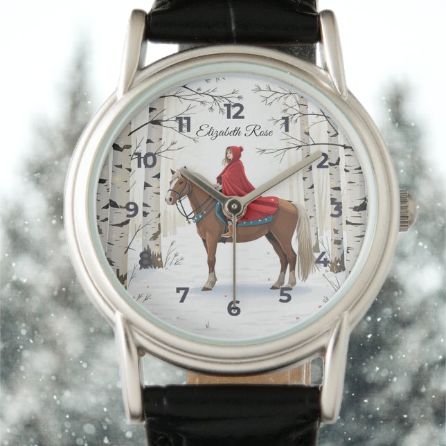 Montre Cavalière de Noël Joyeuse et Lumineuse (Send enchanting holiday wishes with this magical Christmas design!
)